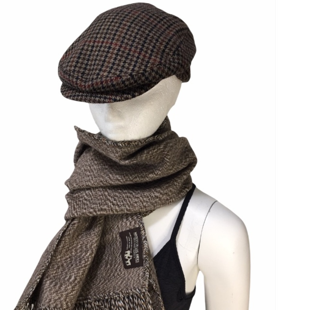 B.D.P Coppola Flat Cap Patch Check Wool Italian Made Hat